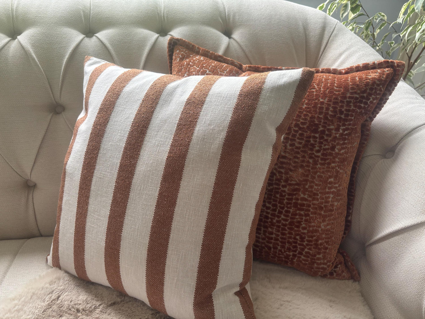 IDA - Striped woven fabric handmade cushion cover
