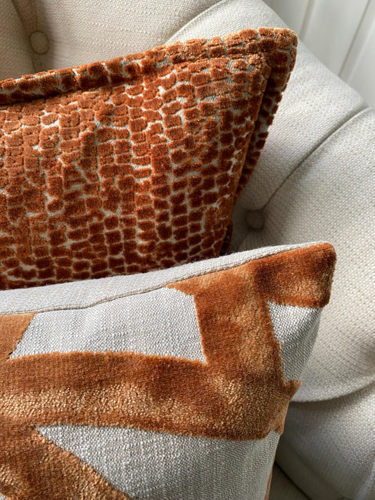 LIVIA - Velvet abstract patterned handmade cushion cover.