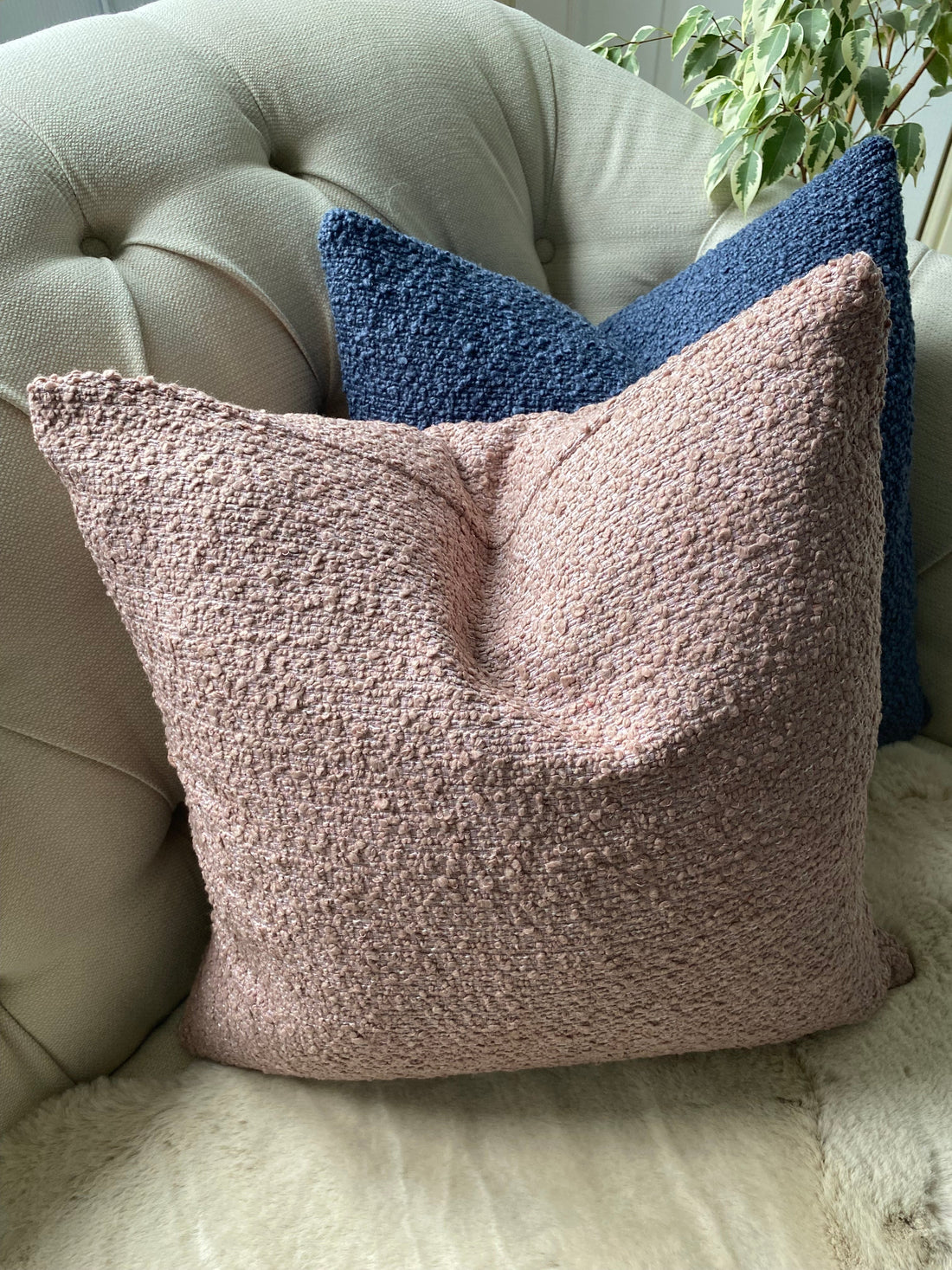 ALLEGRA handmade cushion adds Dusky Pink to the range