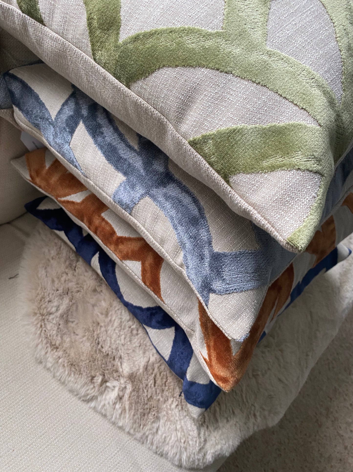 LIVIA- Velvet abstract patterned handmade cushion cover.
