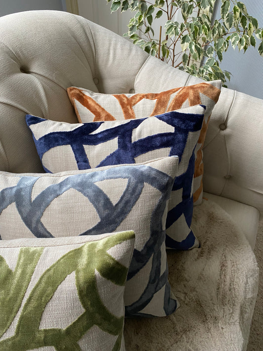 LIVIA - Velvet abstract patterned handmade cushion cover.