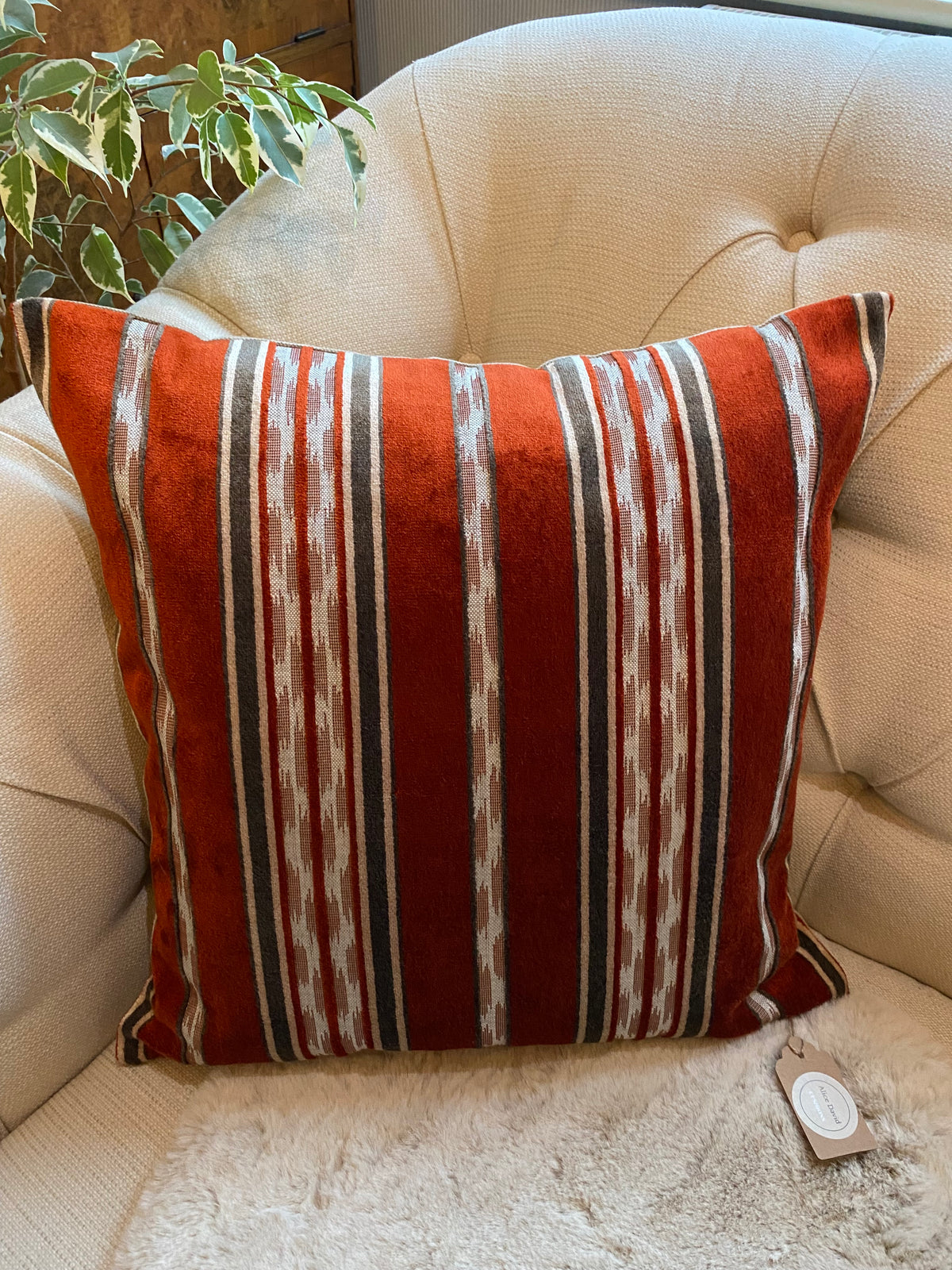 ILIV Amoli Garnet Velvet Striped Cushion Cover, 50cm | CARLA