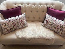 Sanderson Jayshree Zoffany Red & Blue Embroidered Lumbar Cushion Covers – Pair, 35 × 60cm