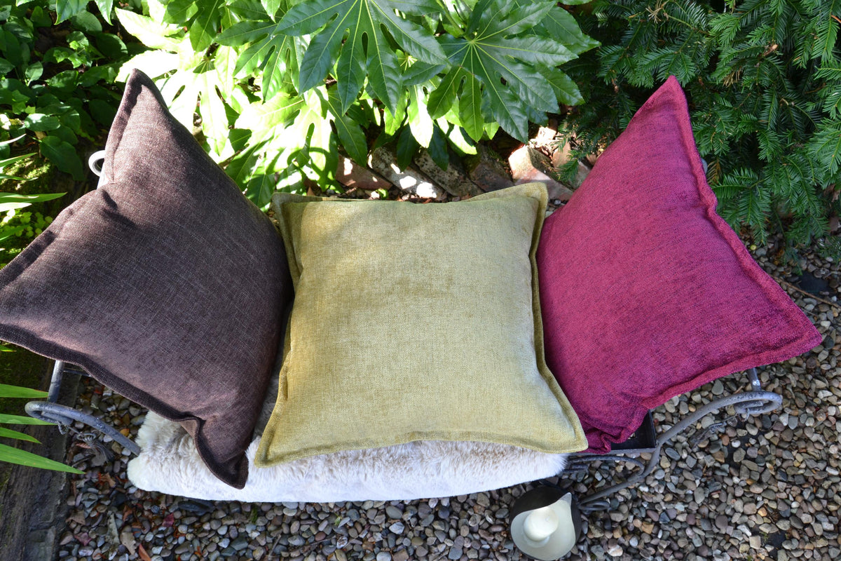 ILIV Glendale chenille fabric cushion cover - chocolate brown/cherry red/pistachio | VITTO