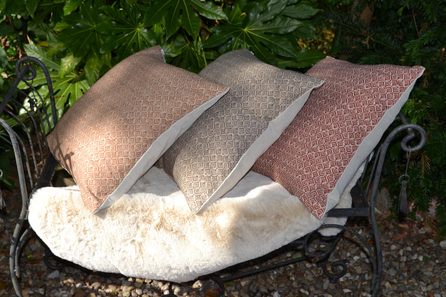 CALOR - Handmade cushion cover in grey, copper or paprika cotton and linen fabric