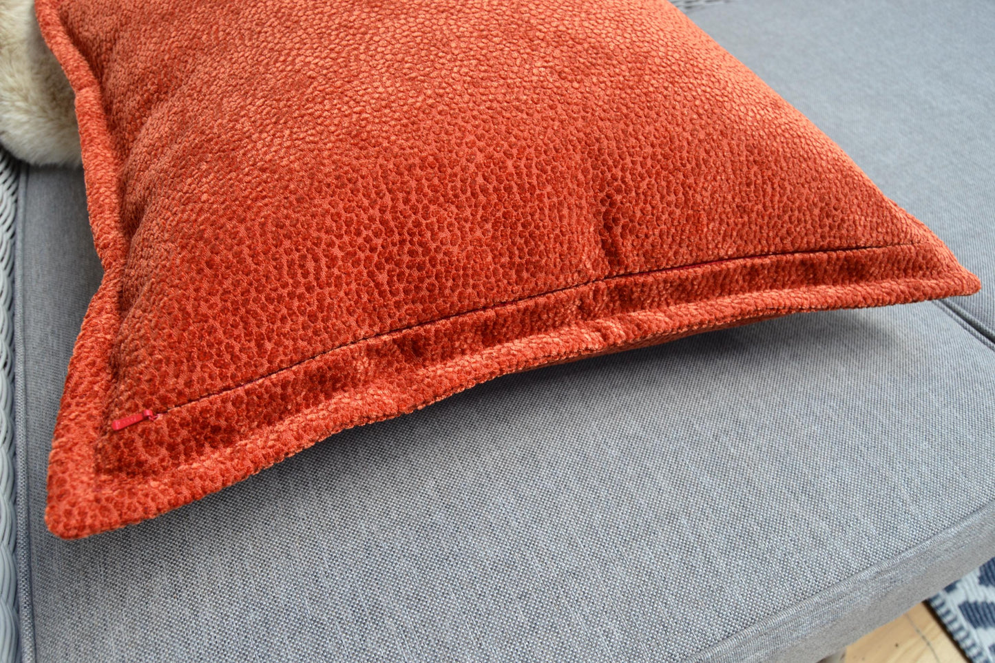 MILO - Chenille Cushion Cover – Oxford Edge, Concealed Zip, Chenille Fabric, handmade