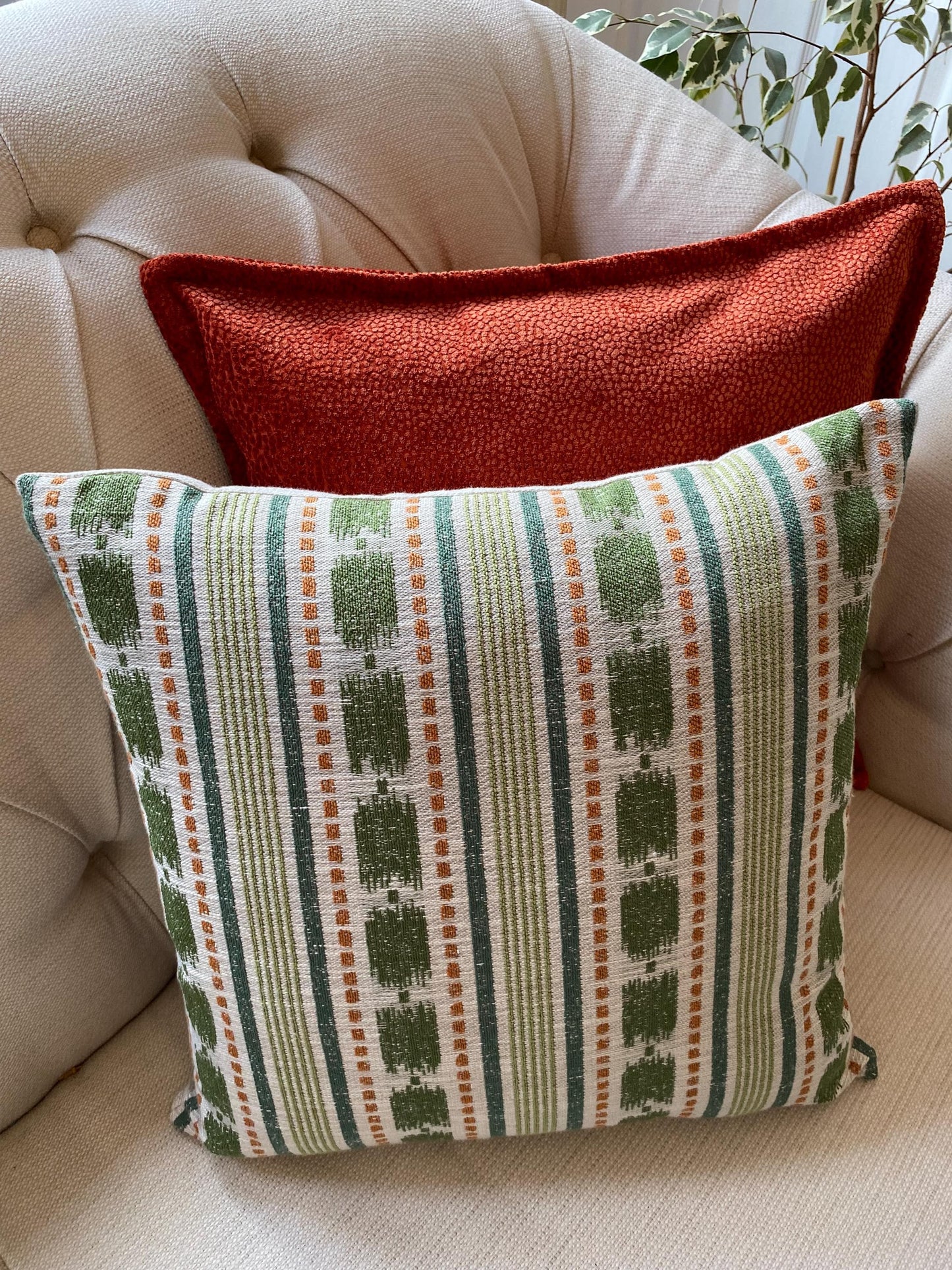 FLAVIA - Striped woven handmade fabric cushion cover