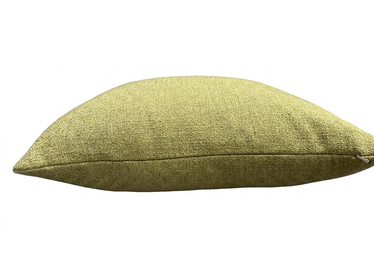 LYRA - Green boucle weave handmade cushion cover.