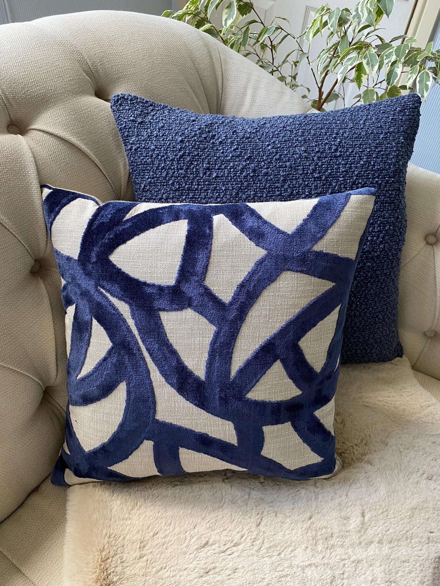 LIVIA - Velvet abstract patterned handmade cushion cover.