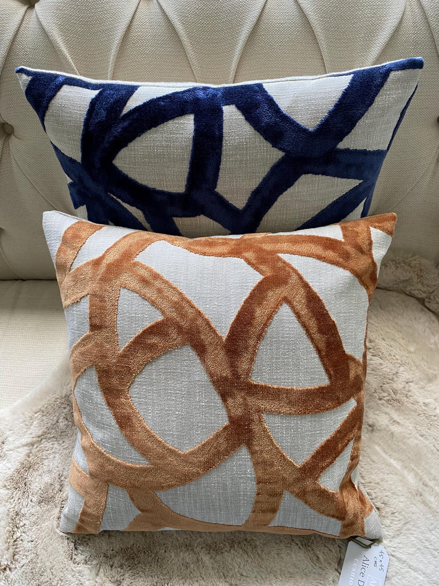 LIVIA - Velvet abstract patterned handmade cushion cover.