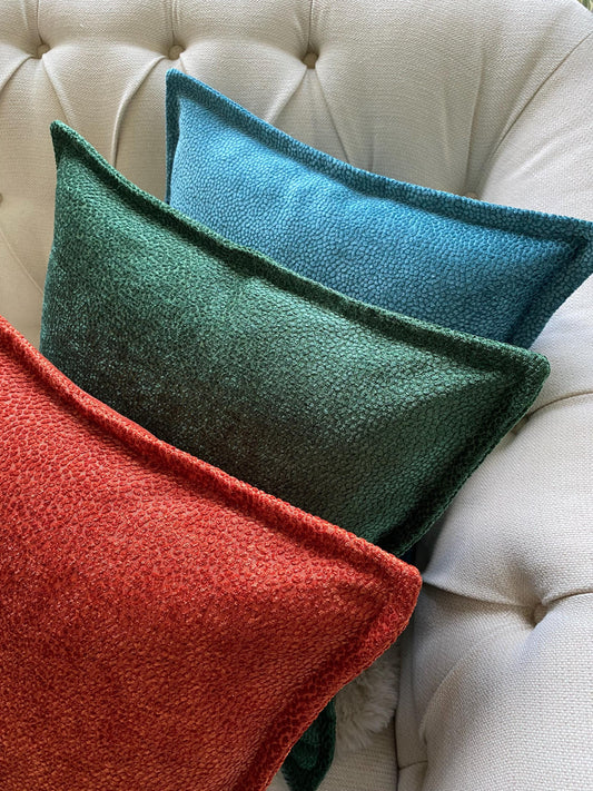 MILO - Chenille Cushion Cover – Oxford Edge, Concealed Zip, Chenille Fabric, handmade