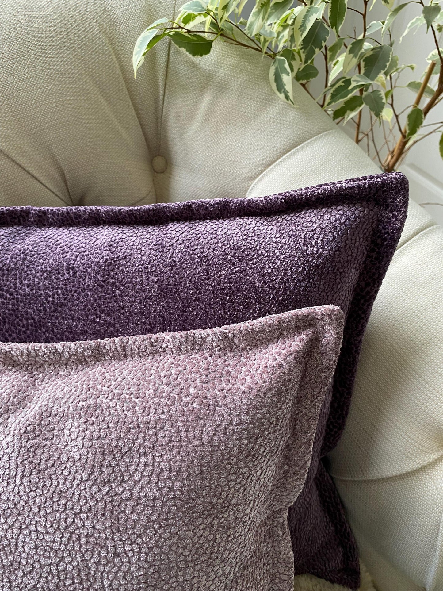 MILO - Chenille Cushion Cover – Oxford Edge, Concealed Zip, Chenille Fabric, handmade
