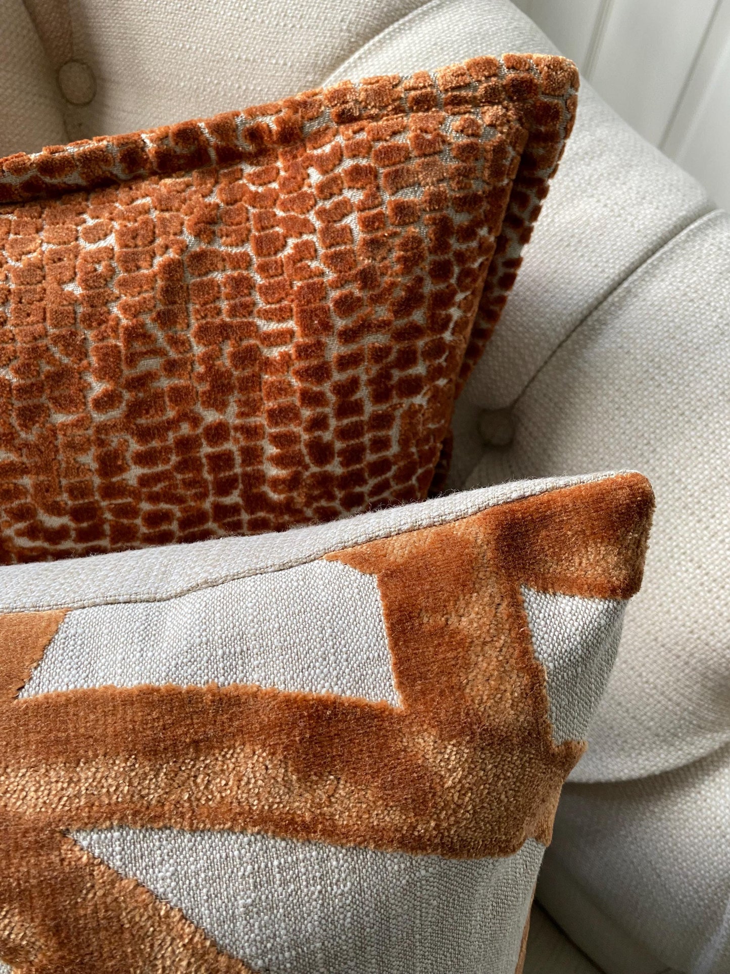 LIVIA - Velvet abstract patterned handmade cushion cover.