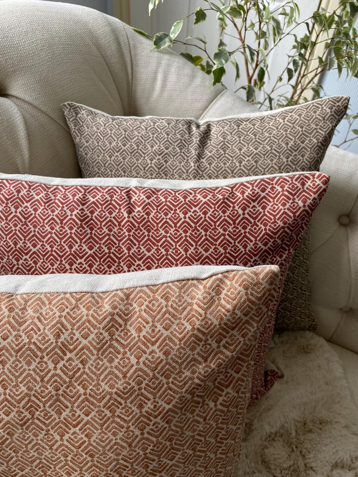 CALOR - Handmade cushion cover in grey, copper or paprika cotton and linen fabric
