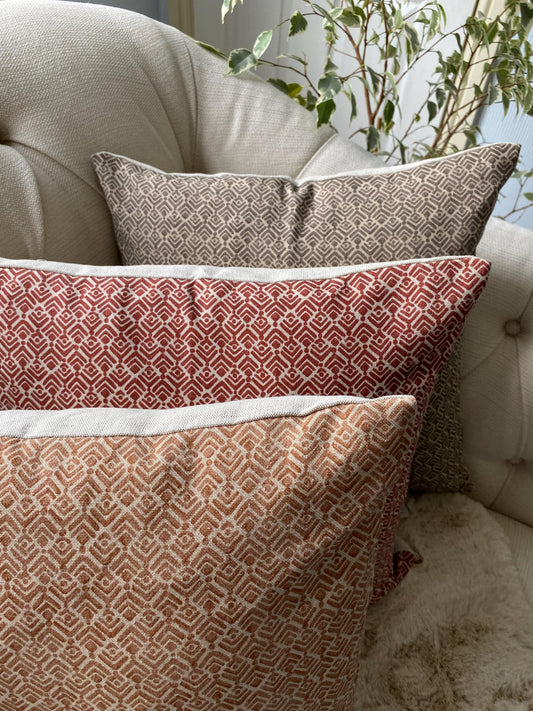CALOR - Handmade cushion cover in grey, copper or paprika cotton and linen fabric