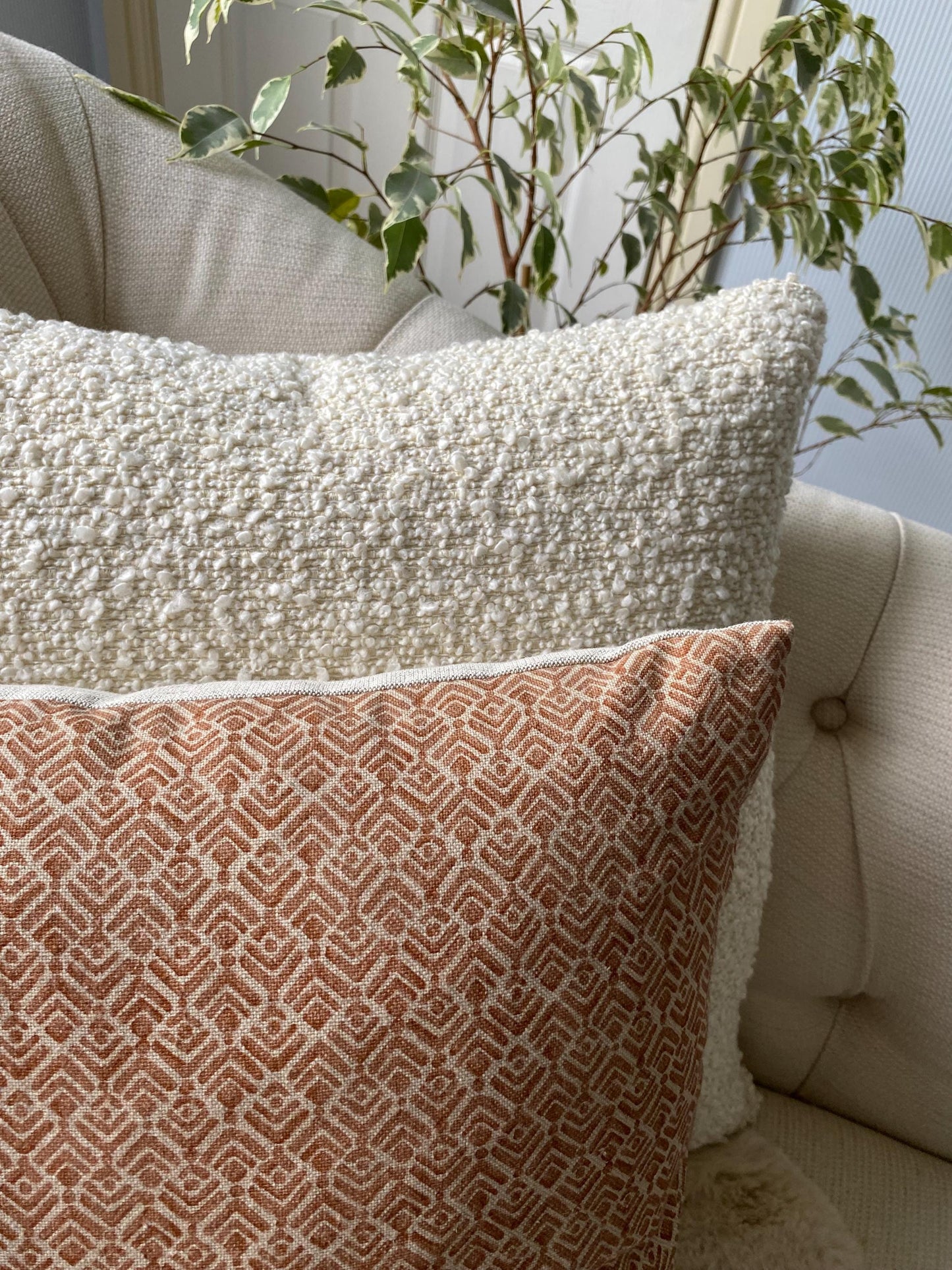 CALOR - Handmade cushion cover in grey, copper or paprika cotton and linen fabric