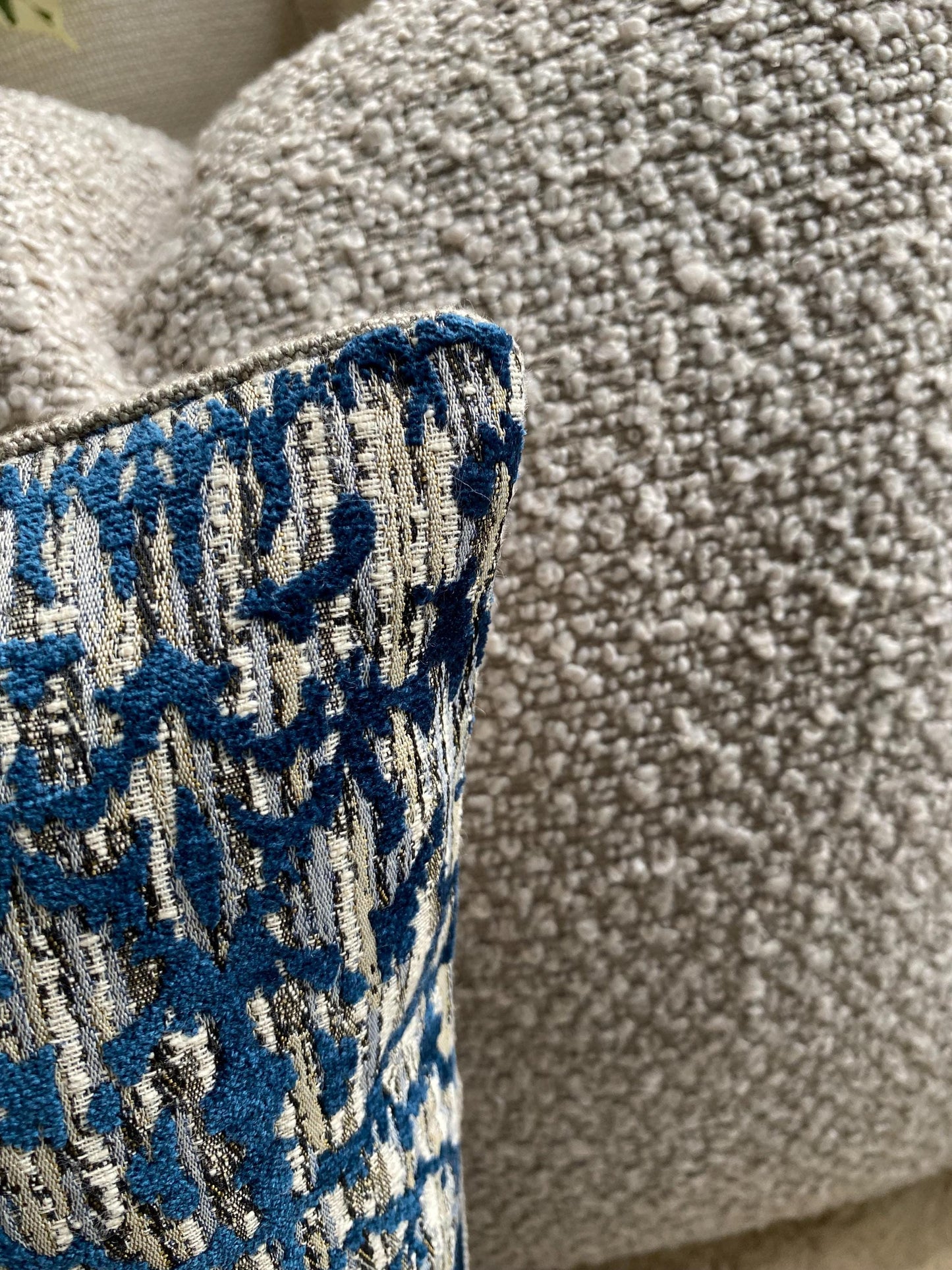LUCCA - Handmade cushion cover in blue, indigo chenille fabric.