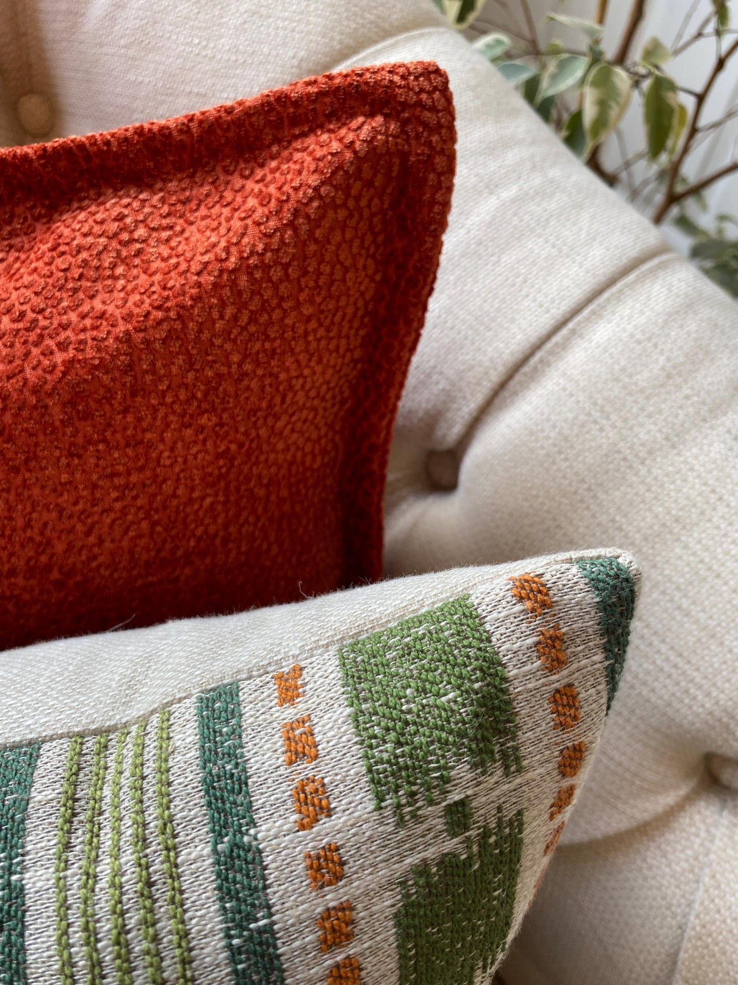 FLAVIA - Striped woven handmade fabric cushion cover