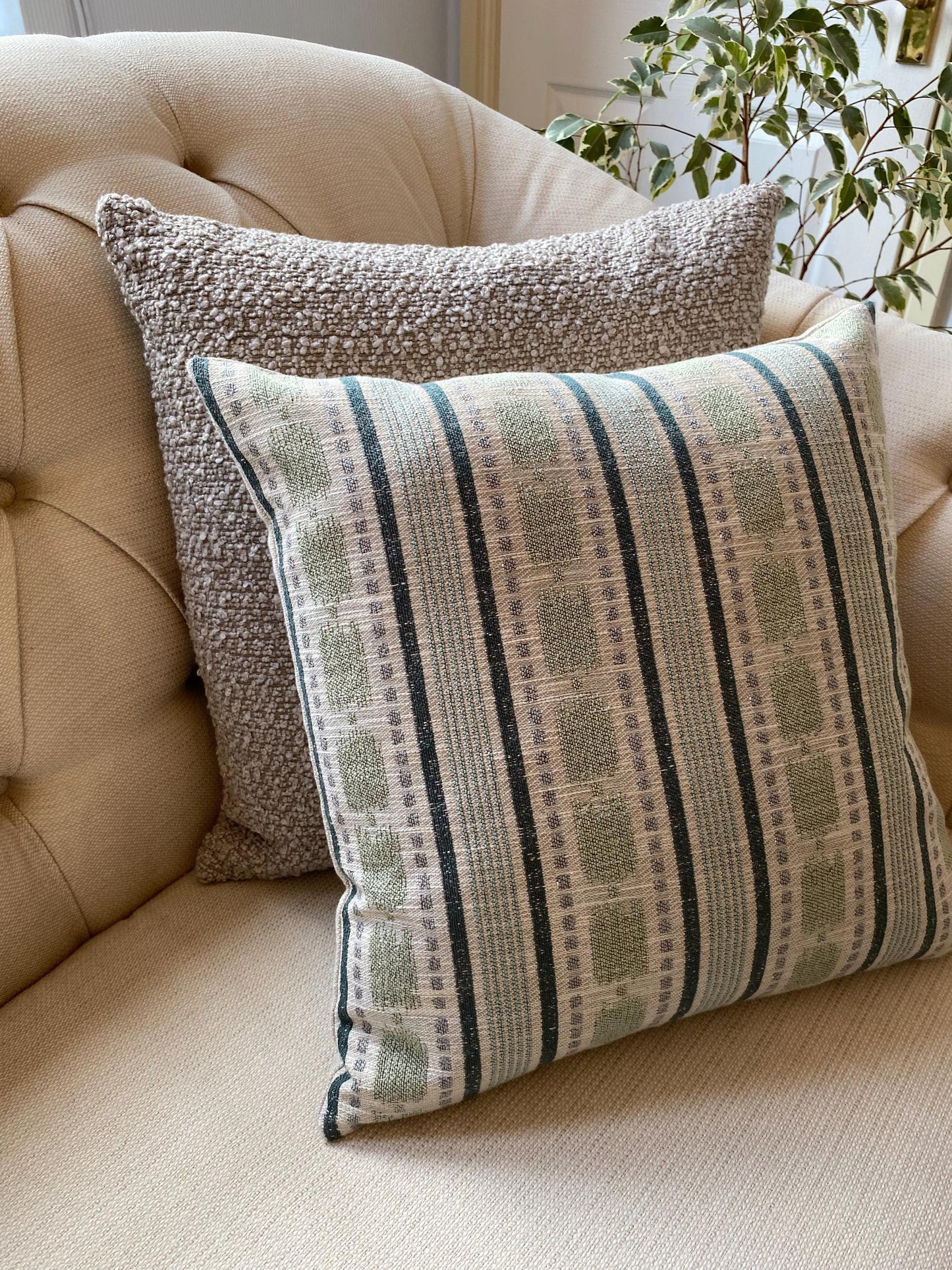 FLAVIA - Striped woven handmade fabric cushion cover