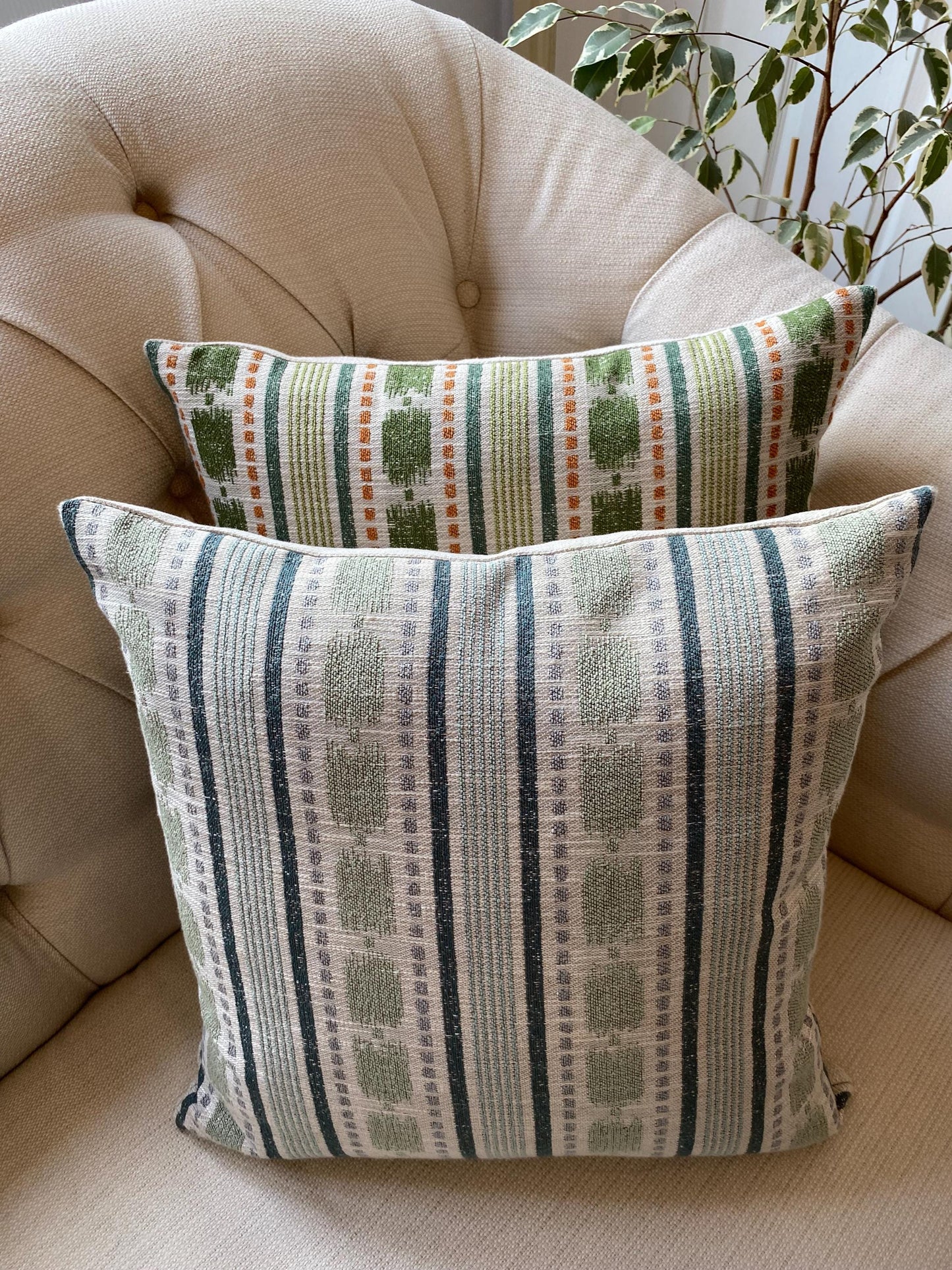 FLAVIA - Striped woven handmade fabric cushion cover