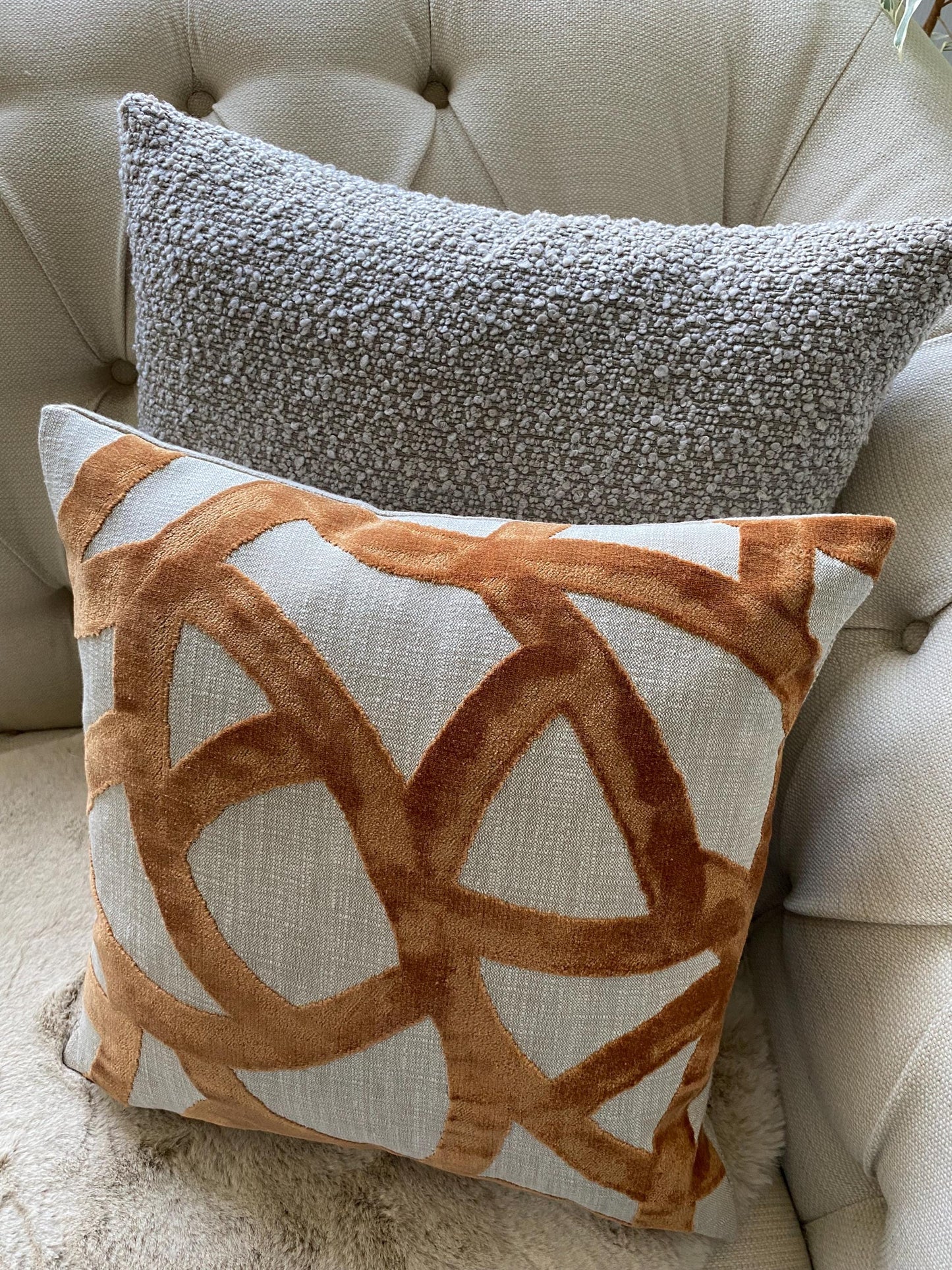 LIVIA - Velvet abstract patterned handmade cushion cover.