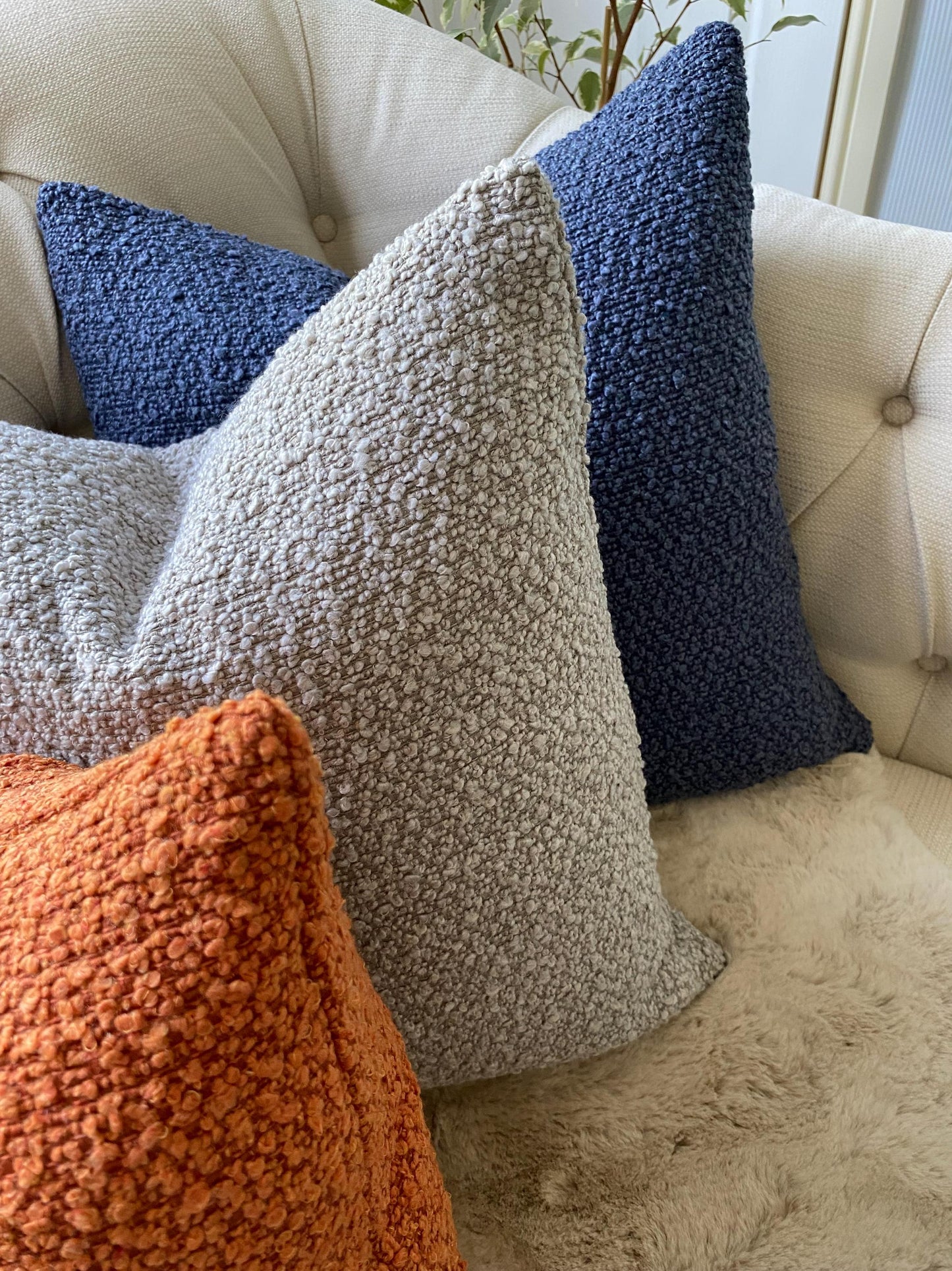 ALLEGRA - Chunky boucle handmade cushion cover in a variety of colours.