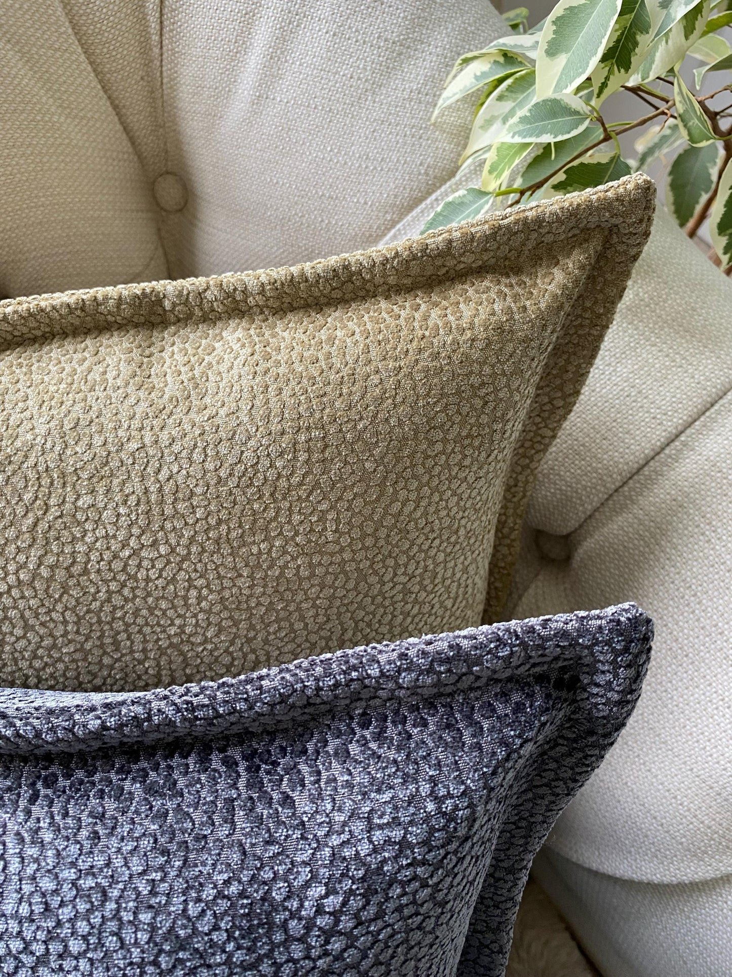 MILO - Chenille Cushion Cover – Oxford Edge, Concealed Zip, Chenille Fabric, handmade