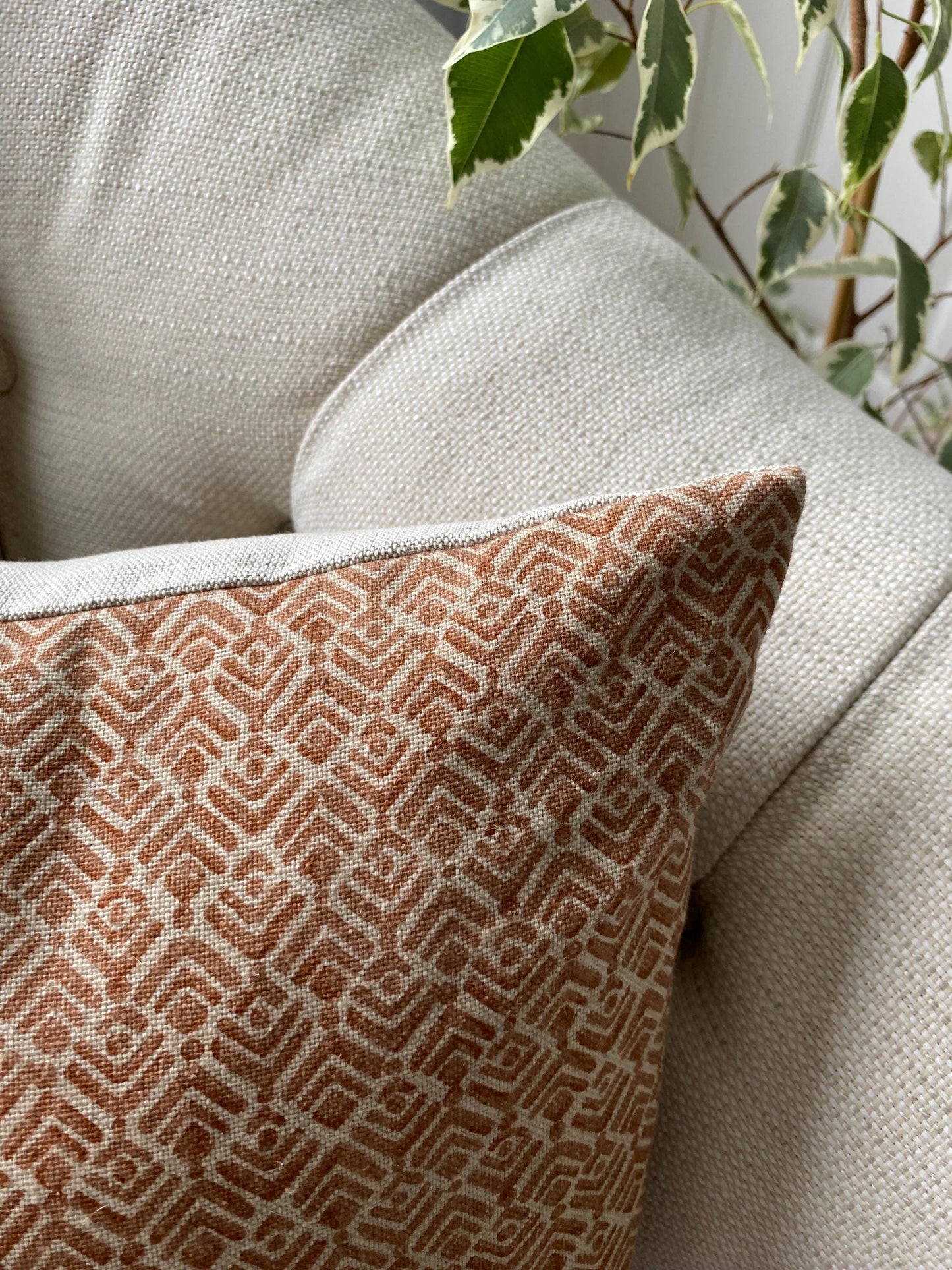 CALOR - Handmade cushion cover in grey, copper or paprika cotton and linen fabric