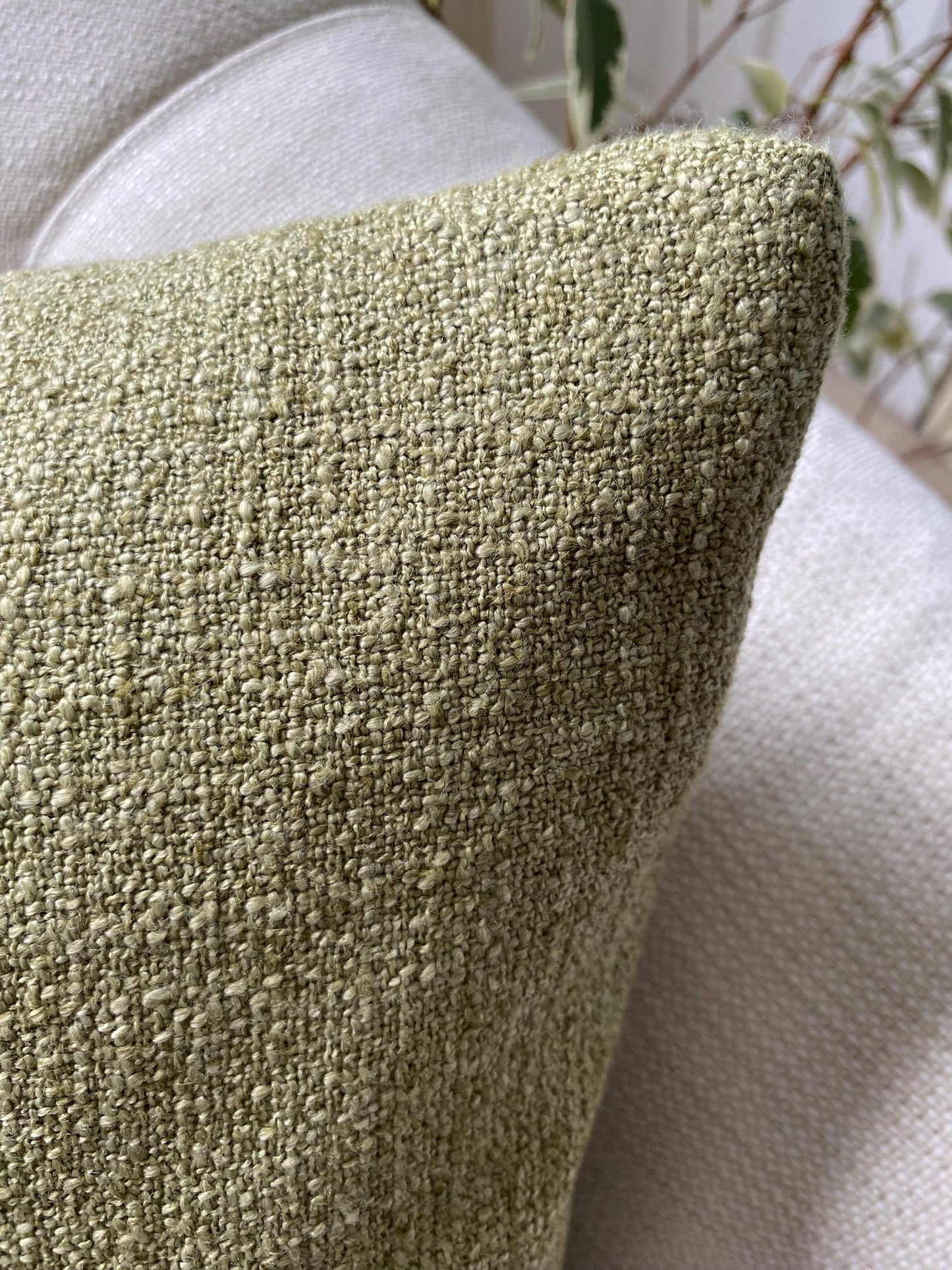 LYRA - Green boucle weave handmade cushion cover.