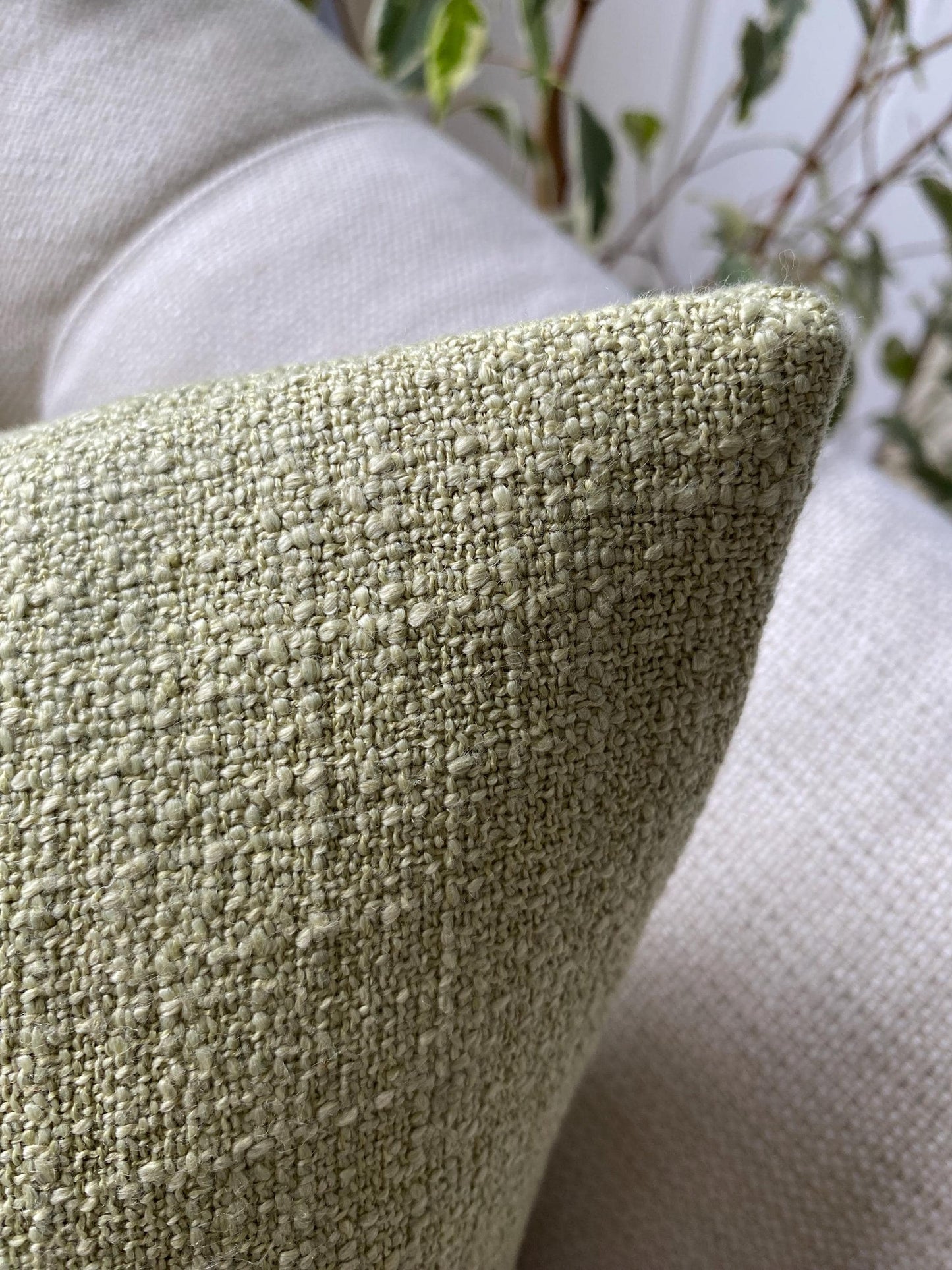 LYRA - Green boucle weave handmade cushion cover.