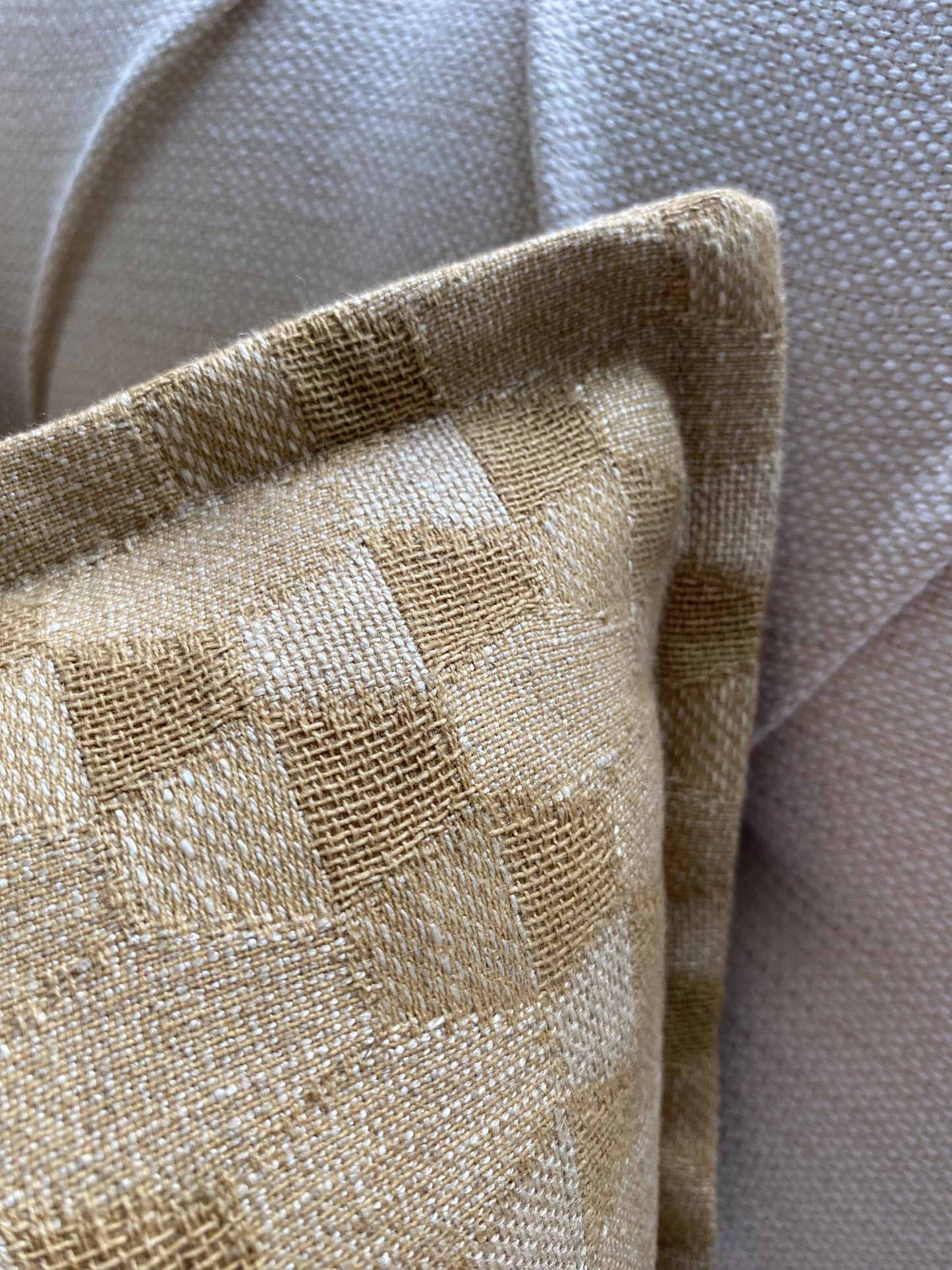 NOYA - Handmade gold or grey woven textured cushion cover.