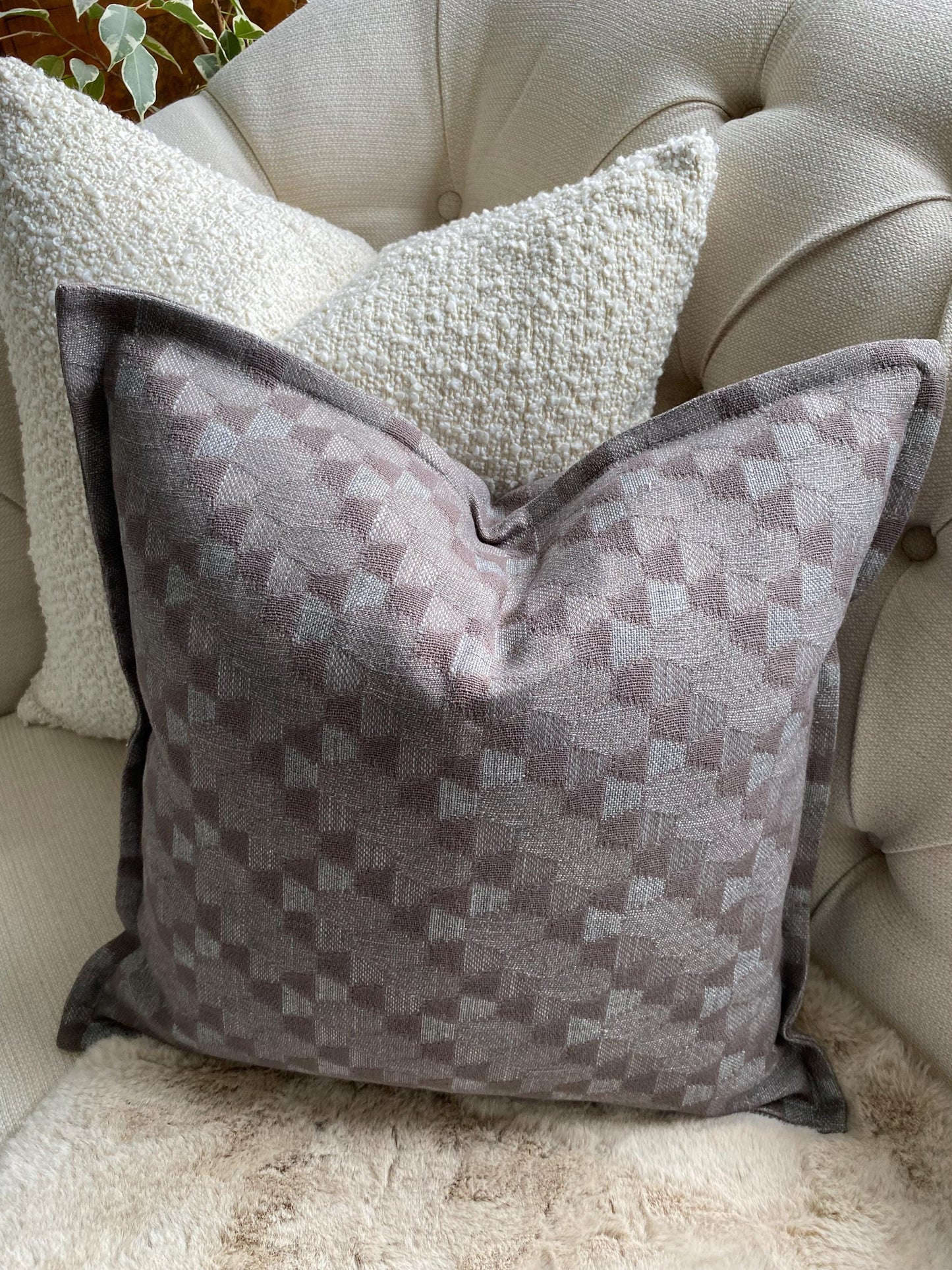 NOYA - Handmade gold or grey woven textured cushion cover.