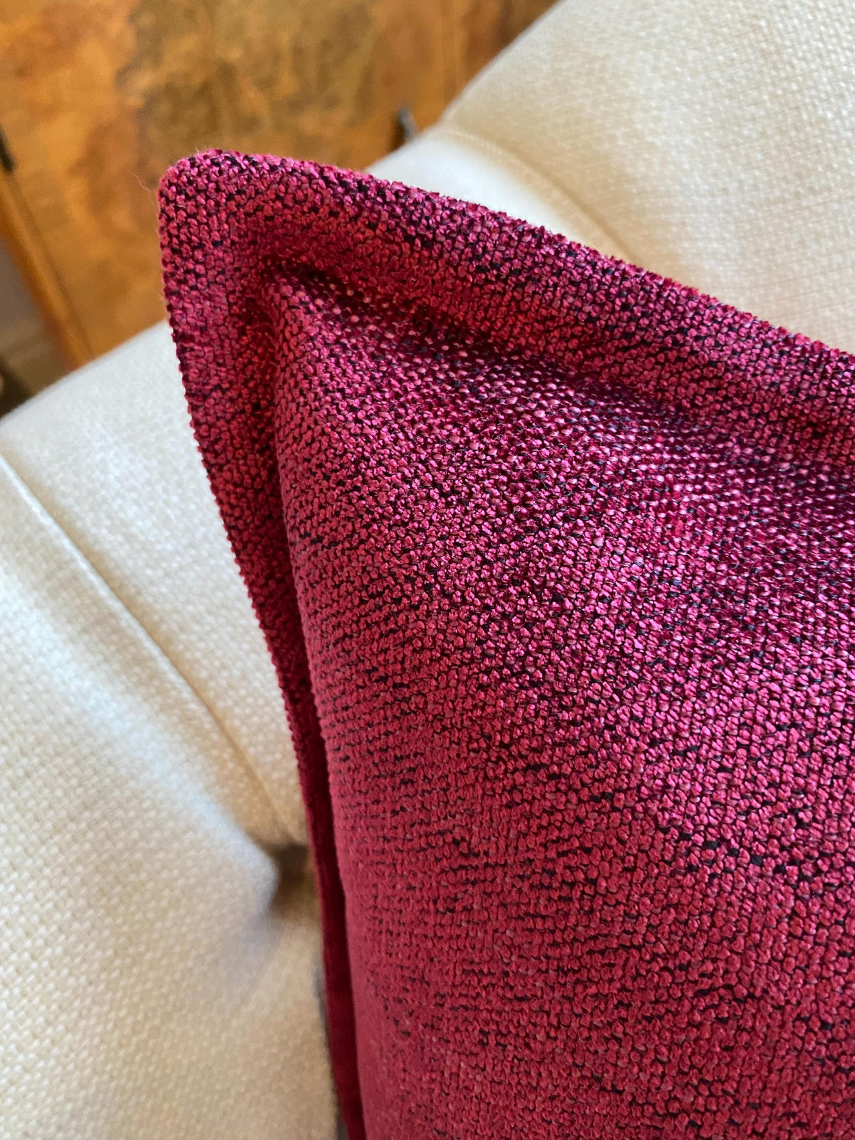 ILIV Glendale chenille fabric cushion cover - chocolate brown/cherry red/pistachio | VITTO