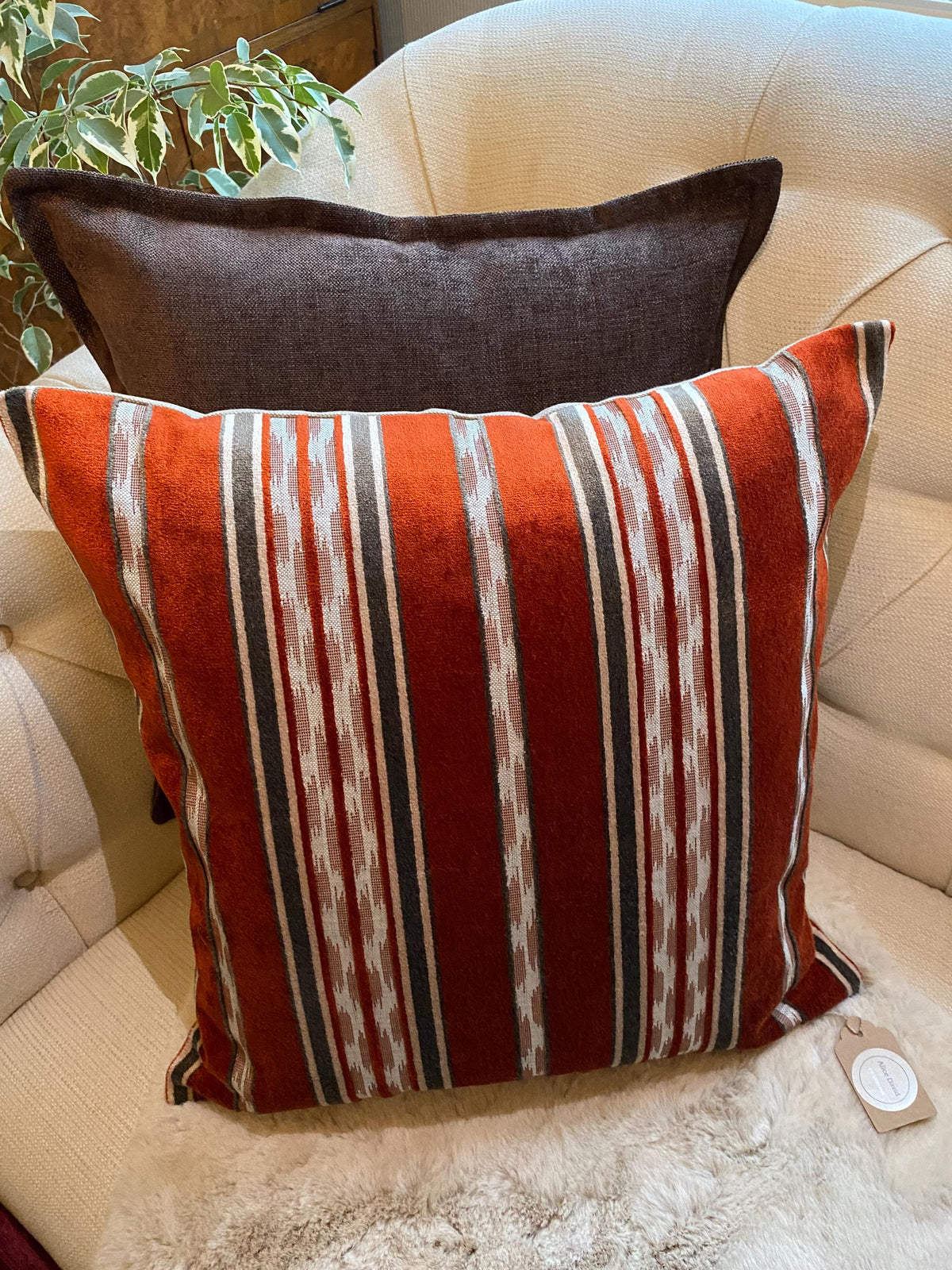 ILIV Amoli Garnet Velvet Striped Cushion Cover, 50cm | CARLA