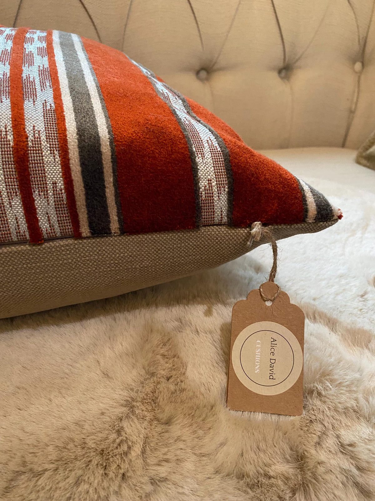 ILIV Amoli Garnet Velvet Striped Cushion Cover, 50cm | CARLA