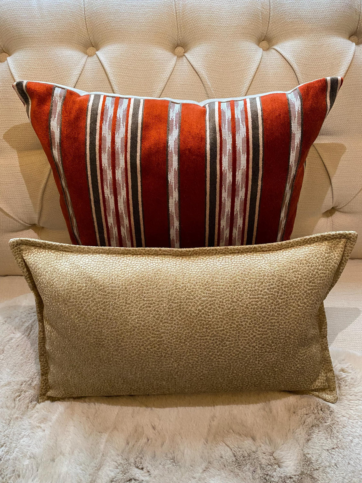 ILIV Amoli Garnet Velvet Striped Cushion Cover, 50cm | CARLA